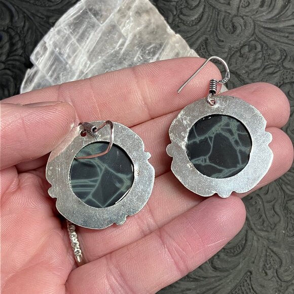 Spiderweb Obsidian Earrings Stone Crystal Jewelry - Picture 5 of 5
